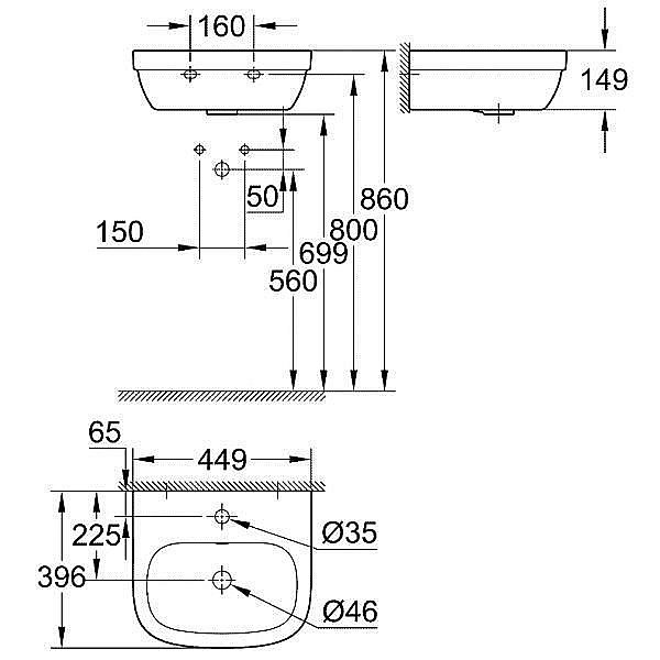 Раковина Grohe Euro Ceramic 45 39324000 белая купить в интернет-магазине Sanbest
