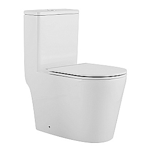 Унитаз моноблок Azario Nimbus AZ-6080-AP белый, безободковый, с крышкой микролифт, слив торнадо купить в интернет-магазине Sanbest