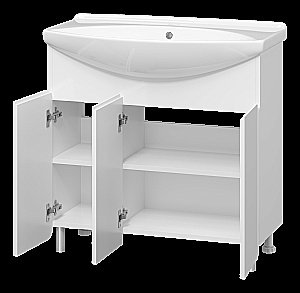 Тумба с раковиной Misty Чегет - 85 П-Чег-01085-011 белая для ванной в интернет-магазине Sanbest