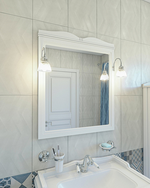 Зеркало Caprigo Borgo 33431-В231 80 белое в ванную от интернет-магазине сантехники Sanbest