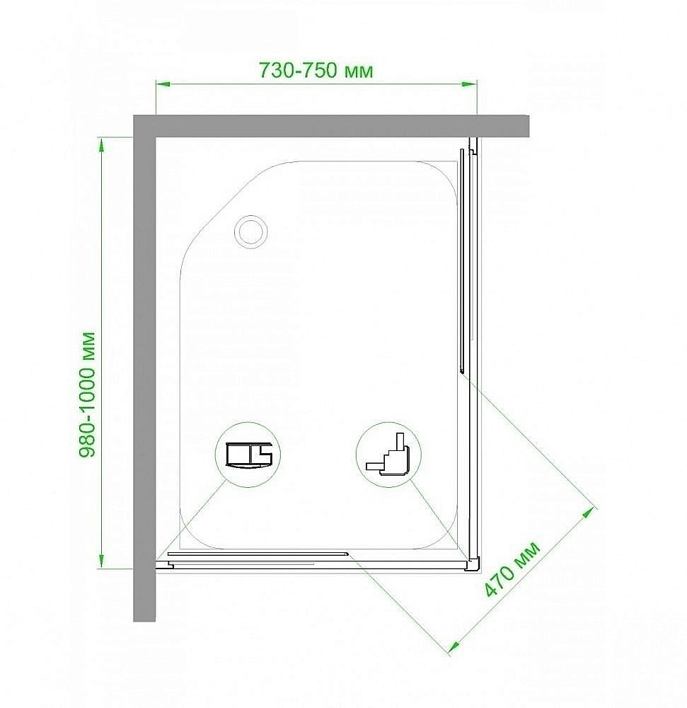 Душевой уголок Royal Bath RB1075HPD-T 75х100 прозрачный купить в интернет-магазине Sanbest