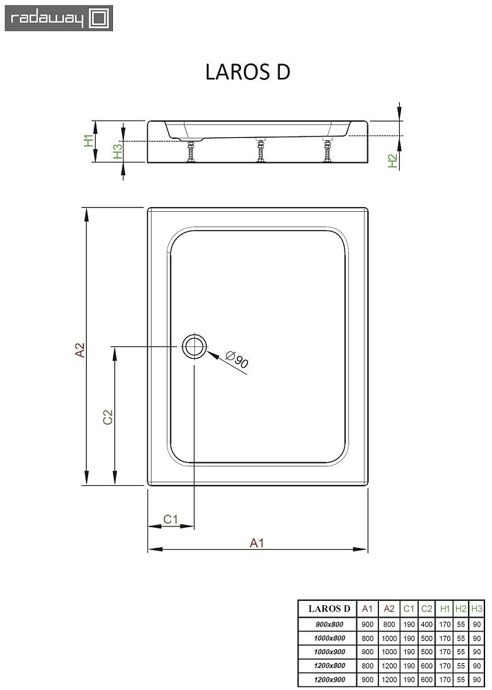 Душевой поддон Radaway Laros D 120х80 купить в интернет-магазине Sanbest