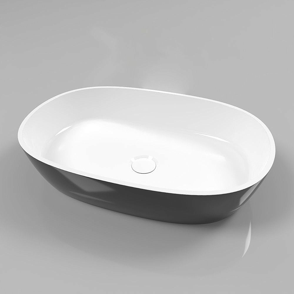 Раковина накладная WhiteCross Opal 56 0709.056038.10100 черная, белая купить в интернет-магазине Sanbest