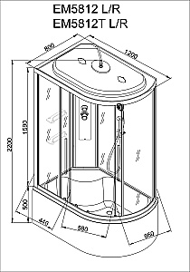 Душевая кабина AvaCan EM Серия EM5812 LEDT 120х80 с гидромассажем, с подсветкой, прозрачная купить в интернет-магазине Sanbest