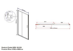 Душевая дверь Vincea Garda 125 VDS-1G125CLB стекло прозрачное/профиль черный купить в интернет-магазине Sanbest