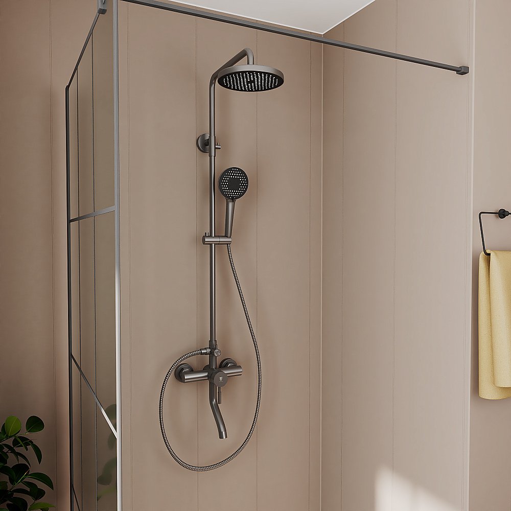 Душевая система Rush Melos SUS1101-40Grey графит купить в интернет-магазине сантехники Sanbest