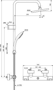 Душевая система Ideal Standard CERATHERM T25 A7546XG купить в интернет-магазине сантехники Sanbest