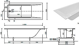Ванна Taliente Egoista Stretto EG2316070-1Stretto 160х70 белая купить в интернет-магазине Sanbest