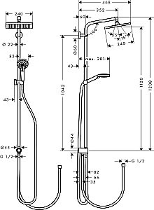 Душевая система Hansgrohe Crometta E Showerpipe 240 1jet EcoSmart Reno 27289000 купить в интернет-магазине сантехники Sanbest