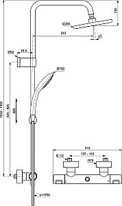 Душевая система Ideal Standard CERATHERM T25 A7546XG купить в интернет-магазине сантехники Sanbest