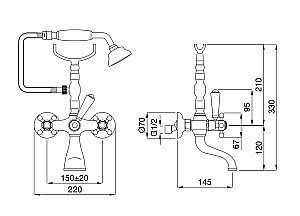 Смеситель для ванны Migliore Revival ML.REV-402 Хром купить в интернет-магазине сантехники Sanbest