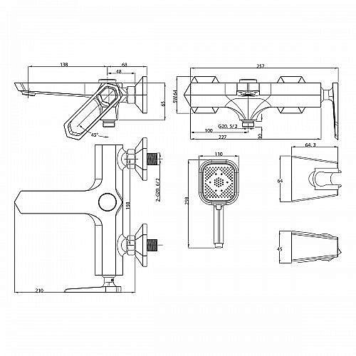 Смеситель для ванны Lemark Prizma LM3914C купить в интернет-магазине сантехники Sanbest