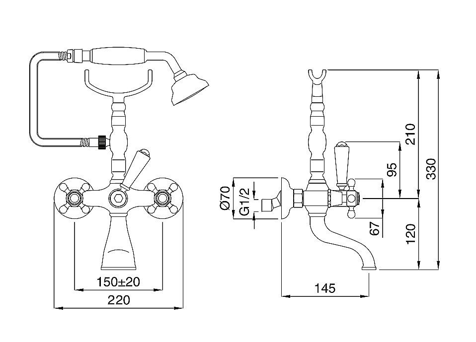 Смеситель для ванны Migliore Revival ML.REV-402 Хром купить в интернет-магазине сантехники Sanbest