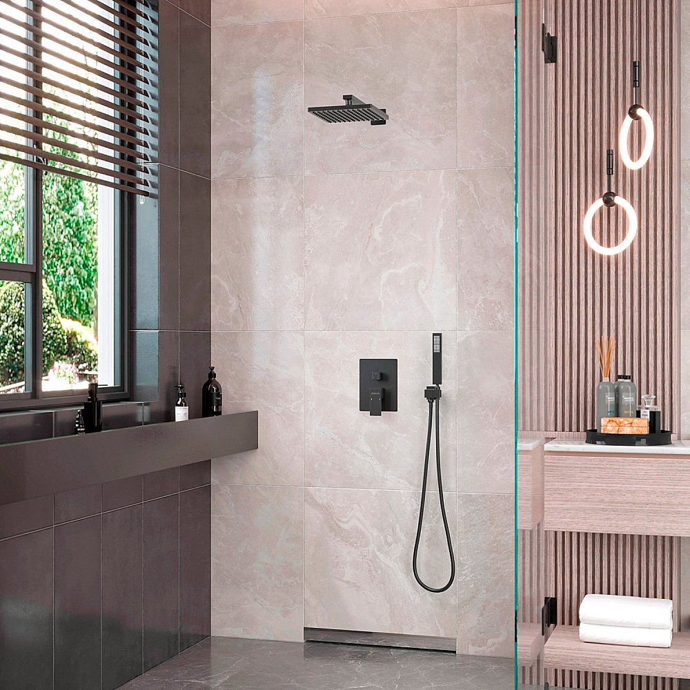 Душевая система Berges VENTAS 73002 черная матовая купить в интернет-магазине сантехники Sanbest