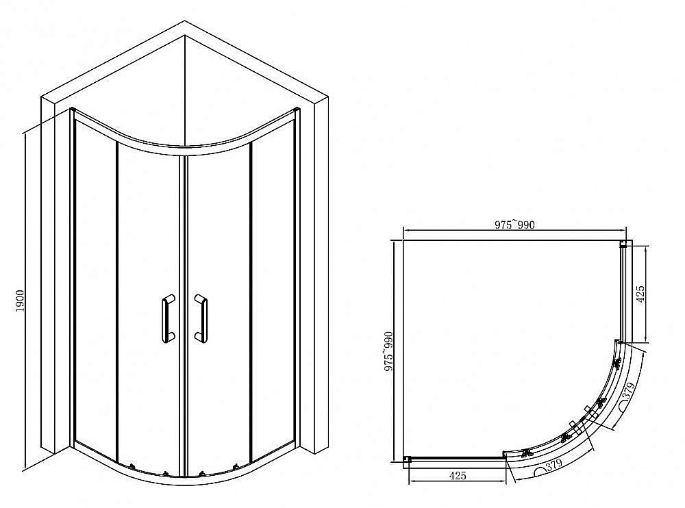 Душевой уголок ABBER Schwarzer Diamant AG01100B купить в интернет-магазине Sanbest