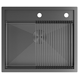 Кухонная мойка Paulmark KRONER-STEP PM345951-GM вороненая сталь купить в интернет-магазине сантехники Sanbest
