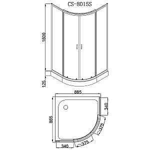 Душевое ограждение LORANTO CS-8015GB 90х90 с поддоном, тонированное стекло/профиль хром купить в интернет-магазине Sanbest