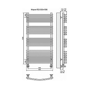 Полотенцесушитель водяной Terminus Марио П23 500x1096 купить в интернет-магазине сантехники Sanbest