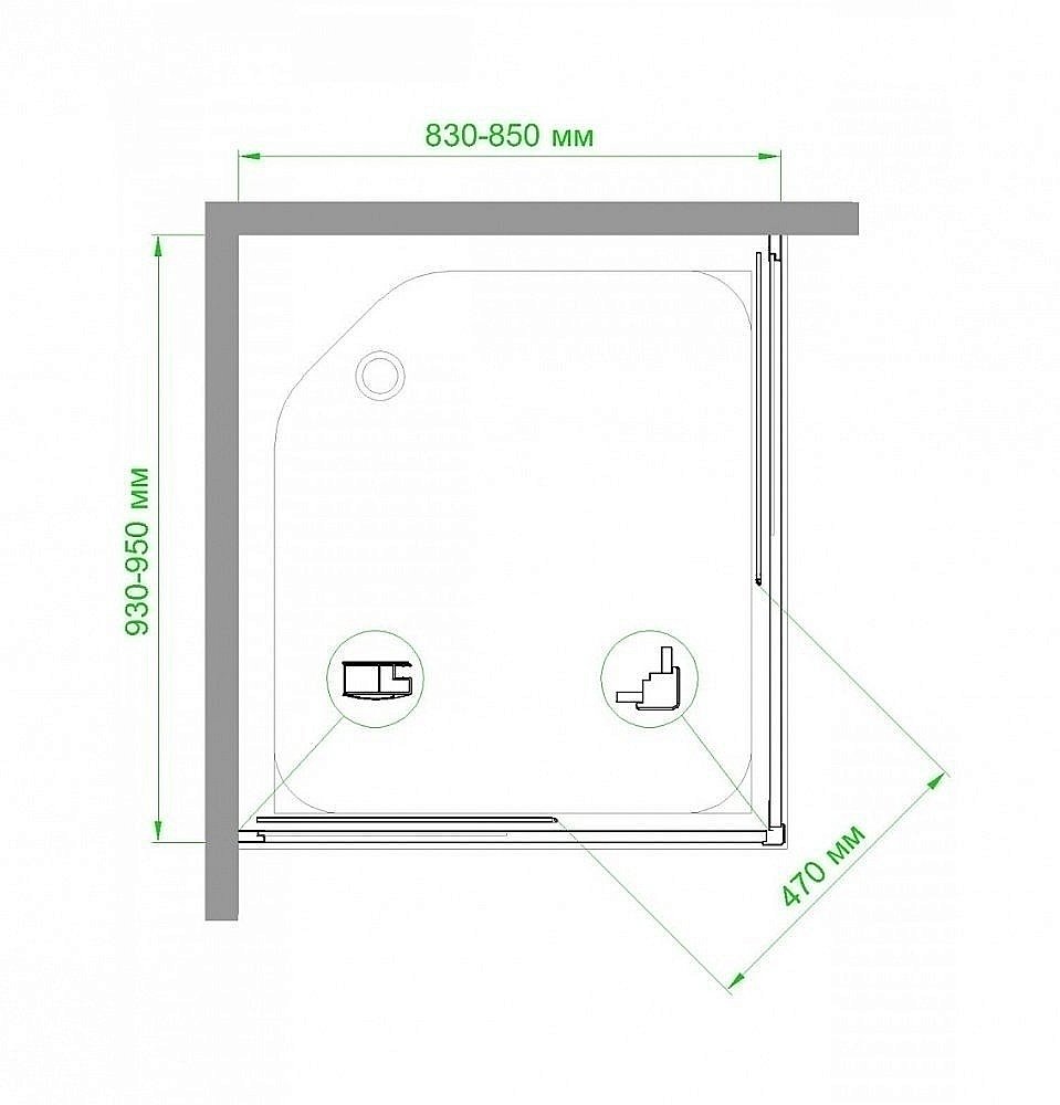 Душевой уголок Royal Bath RB9585HPD-C 85х95 матовый купить в интернет-магазине Sanbest