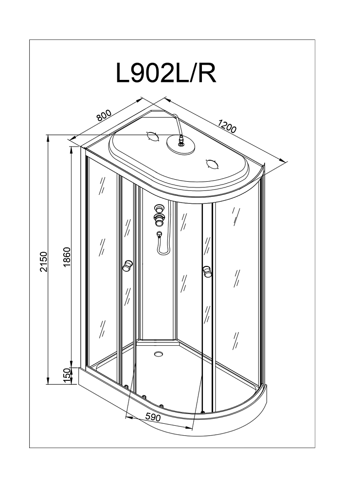 Душевая кабина Deto Серия L L 902 с гм. и эл. 120x80 купить в интернет-магазине Sanbest