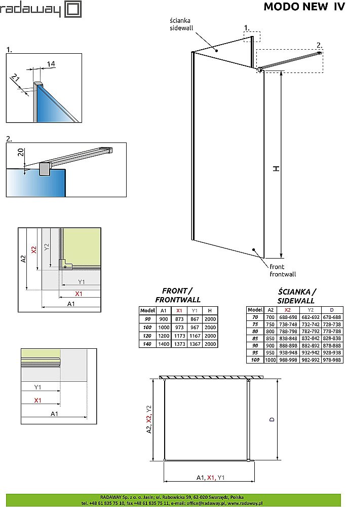 Душевое ограждение Radaway Modo New IV 130х75 стекло прозрачное/профиль хром купить в интернет-магазине Sanbest