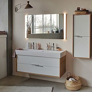 Тумба с раковиной Jacob Delafon VIVIENNE 120 дуб Давос натуральный/белый глянцевый для ванной в интернет-магазине Sanbest