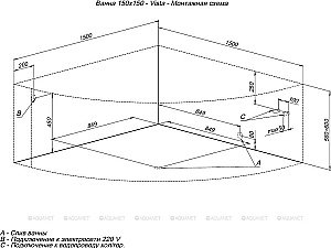 Акриловая ванна Aquanet Vista 150x150 254389 с к/с купить в интернет-магазине Sanbest