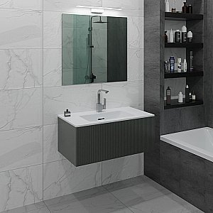 Тумба с раковиной LA FENICE TERRA Grigio 80 серая для ванной в интернет-магазине Sanbest