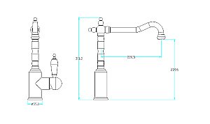 Смеситель для кухни Boheme Tradizionale Oro 102-BLC золото/ручка черная керамика купить в интернет-магазине сантехники Sanbest