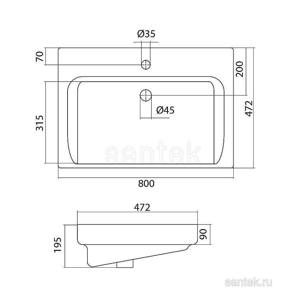 Раковина мебельная Santek Тигода 80 1.WH30.2.084 белая купить в интернет-магазине Sanbest