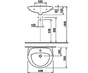Раковина Jika Lyra 8.1427.3.000.104.5 45 купить в интернет-магазине Sanbest