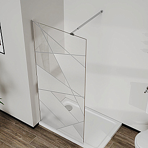 Душевое ограждение Azario Walk-in 90 AZ-271-90-MB-CGP стекло прозрачное с принтом/профиль черный матовый купить в интернет-магазине Sanbest
