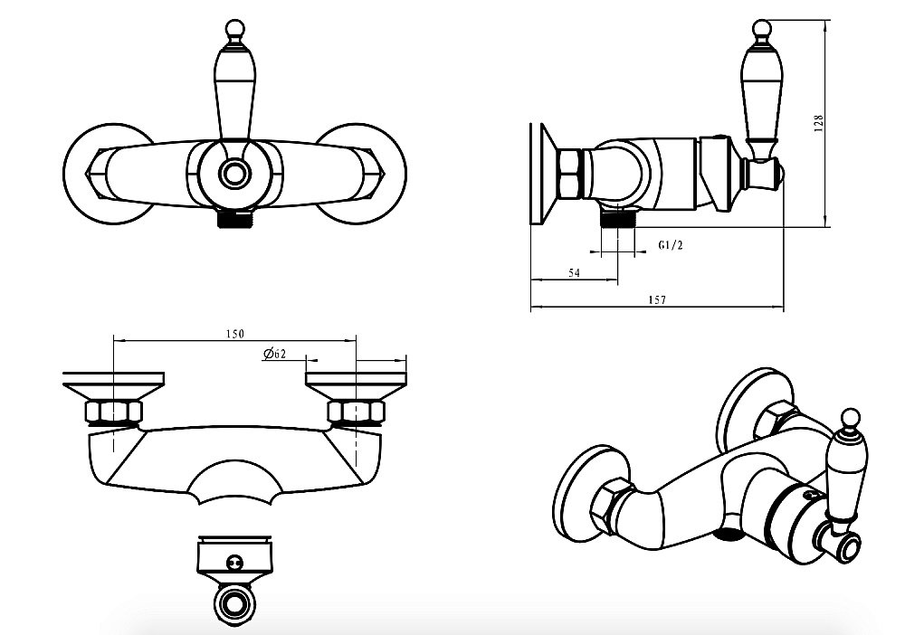 Смеситель для душа Boheme Vogue 224 купить в интернет-магазине сантехники Sanbest
