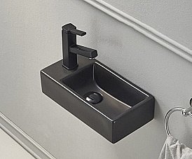 Раковина подвесная Gid Bm9270R черная матовая чаша справа купить в интернет-магазине сантехники Sanbest