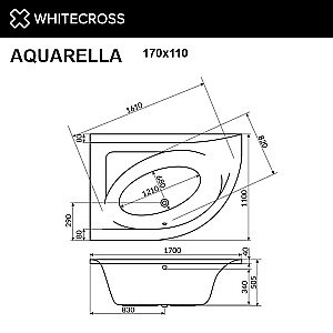 Акриловая ванна WhiteCross Aquarella 170x110 белая купить в интернет-магазине Sanbest