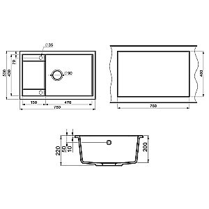 Мойка кухонная Milacio Navarra 78 Cuarzo MC.77051 черная матовая купить в интернет-магазине сантехники Sanbest