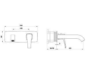 Смеситель для раковины встраиваемый WONZON & WOGHAND FLEX, Брашированный никель (WW-88869072-BN) купить в интернет-магазине сантехники Sanbest