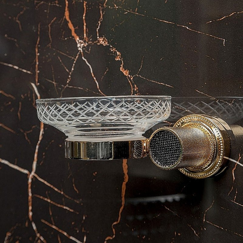 Мыльница Boheme Royal Cristal 10923-G-B золото/Preciosa купить в интернет-магазине сантехники Sanbest