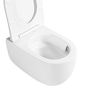 Унитаз подвесной Abber Bequem AC1104TMW белый матовый, безободковый, с крышкой микролифт, слив торнадо купить в интернет-магазине Sanbest