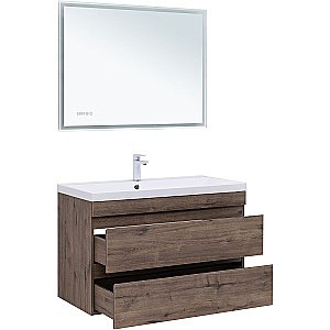 Тумба с раковиной Aquanet Нота new 100 334194 дуб веллингтон табак для ванной в интернет-магазине Sanbest