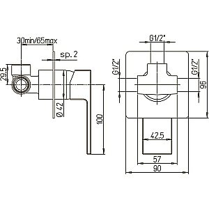 Смеситель для душа PAINI Dax-R 84PZ690R черный матовый купить в интернет-магазине сантехники Sanbest