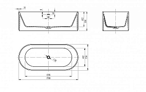 Ванна из искусственного камня BELBAGNO BB-BOHEME-170-75-55-SSB solid surface, белая купить в интернет-магазине Sanbest