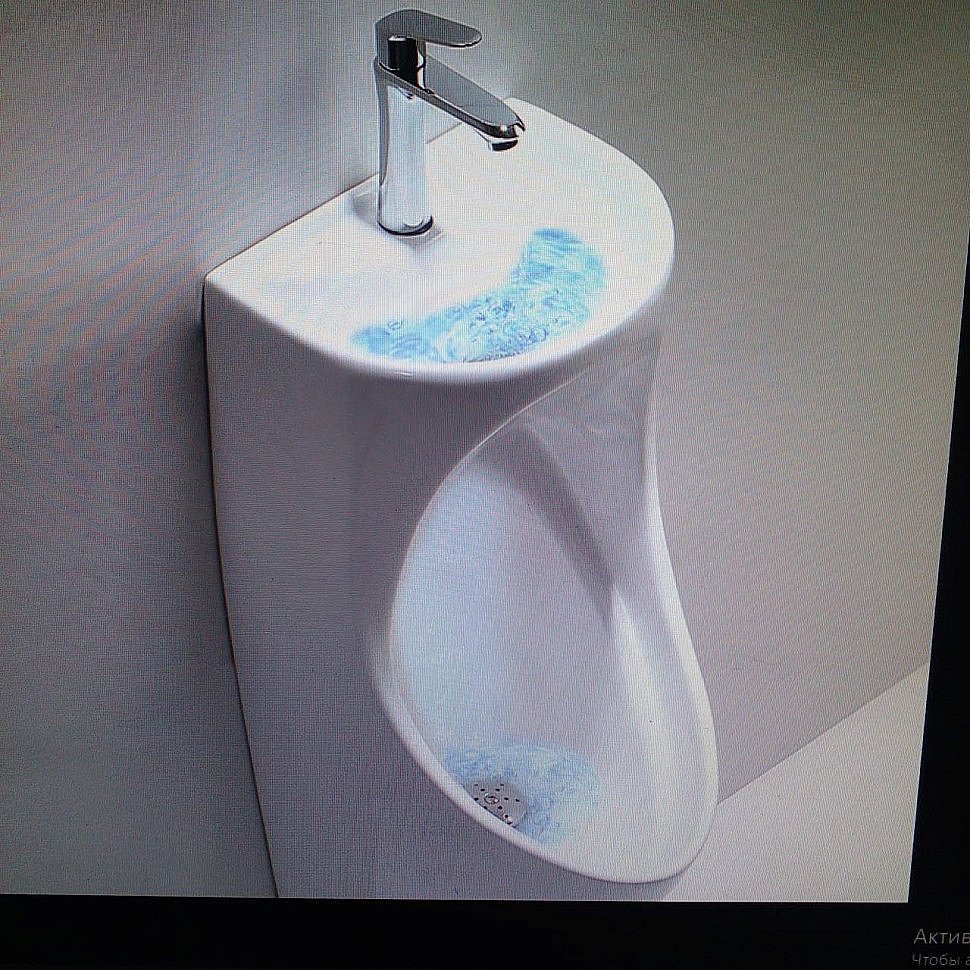 Писсуар подвесной с раковиной CeramaLux N X573P белый глянец купить в интернет-магазине Sanbest