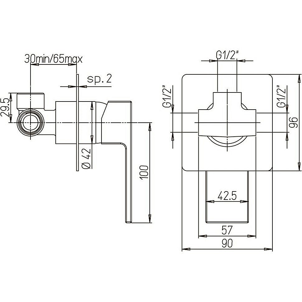Смеситель для душа PAINI Dax-R 84PZ690R черный матовый купить в интернет-магазине сантехники Sanbest