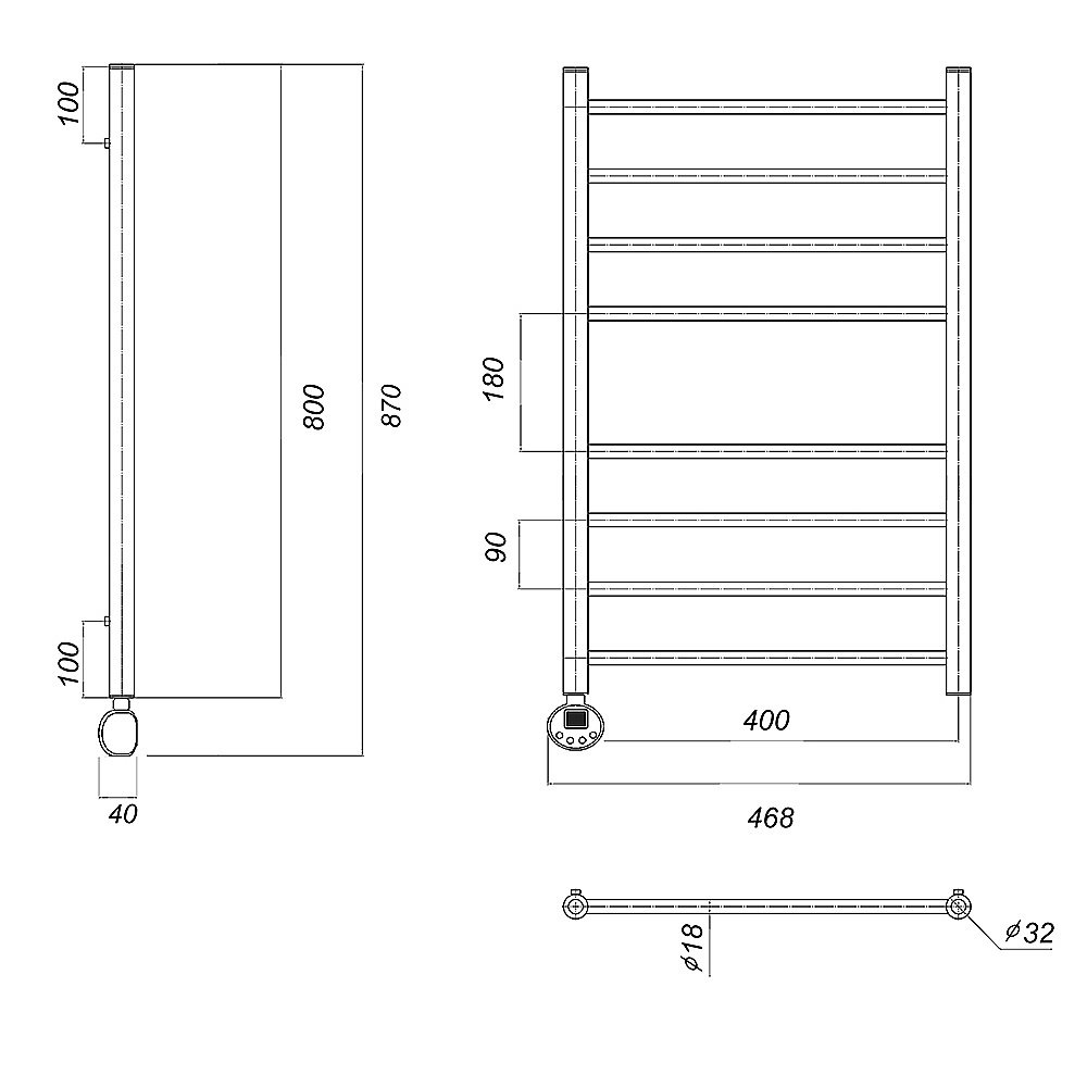 Полотенцесушитель электрический Domoterm Медея П8 400x800 E хром купить в интернет-магазине сантехники Sanbest