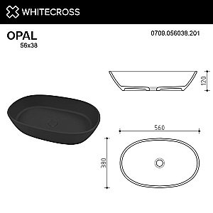 Раковина накладная WhiteCross Opal 56 0709.056038.201 черная матовая купить в интернет-магазине Sanbest