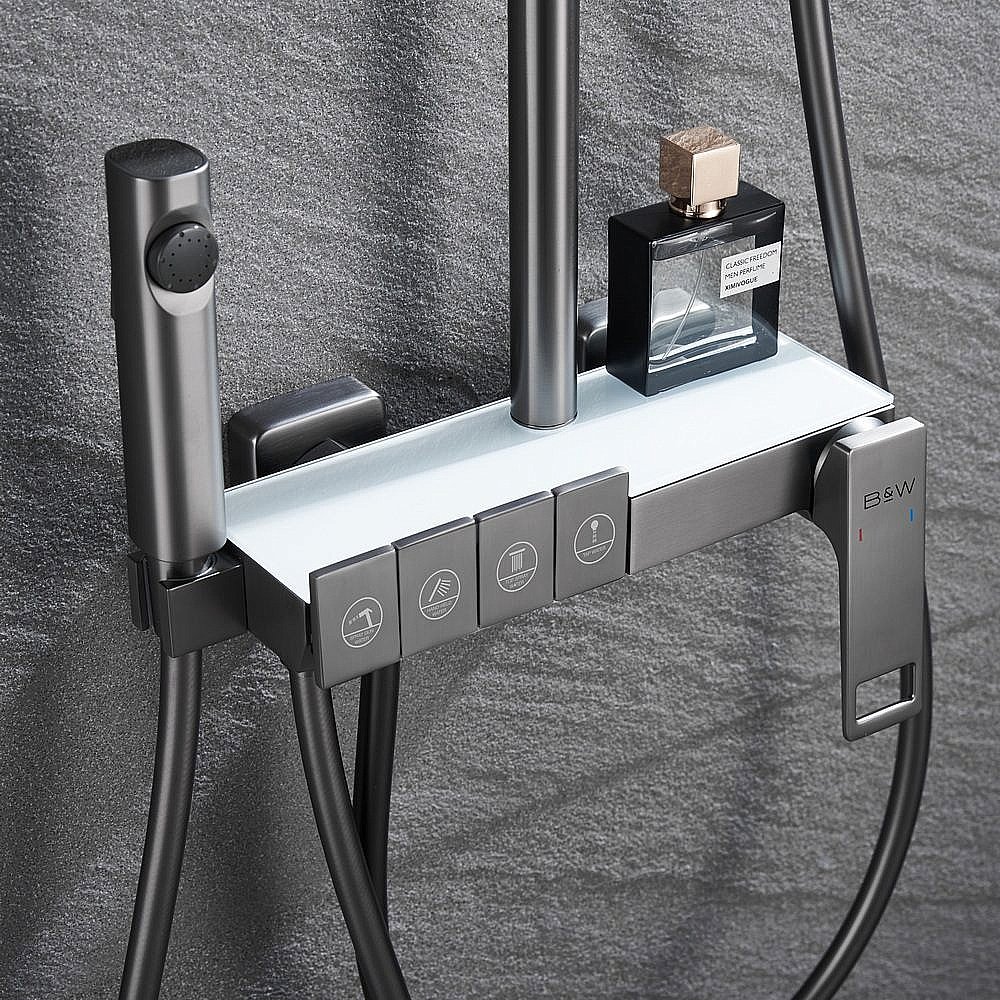 Душевая система Black&White Universe UK5012MG оружейная сталь купить в интернет-магазине сантехники Sanbest