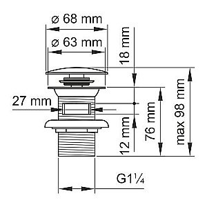 Донный клапан WasserKRAFT Push-up A073 купить в интернет-магазине сантехники Sanbest