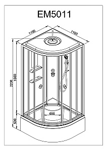 Душевая кабина AvaCan EM Серия EM5011LED+GM 110х110 с гидромассажем, с подсветкой купить в интернет-магазине Sanbest