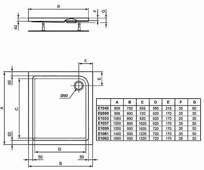 Душевой поддон Ideal Standard Connect Air E105701 120x80 купить в интернет-магазине Sanbest